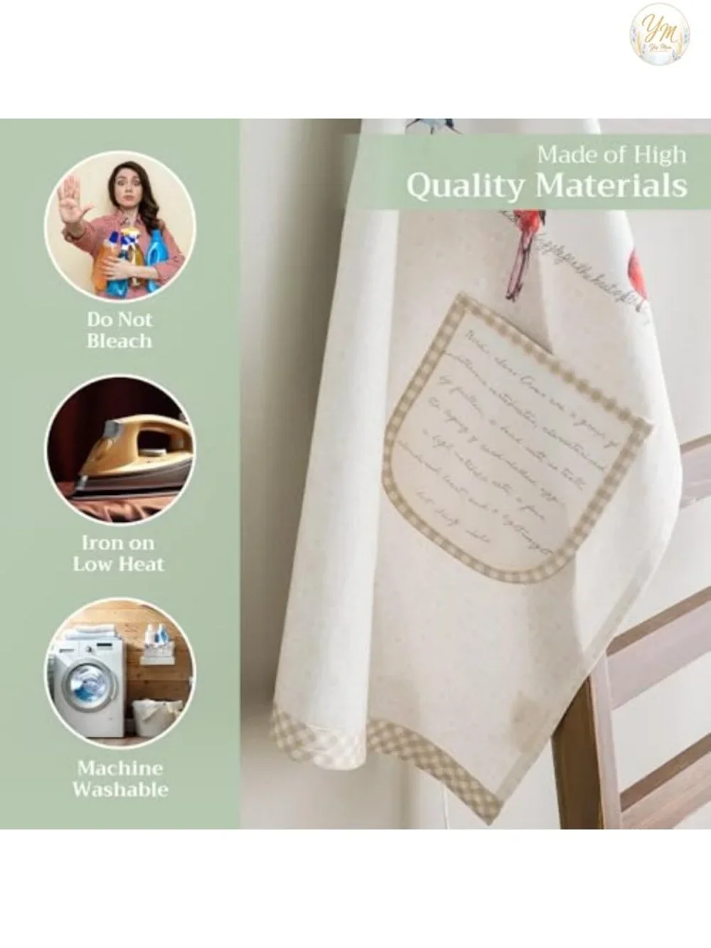 100% Cotton Adjustable Apron with Pockets, Chef Cooking, Gardening, Server Maid